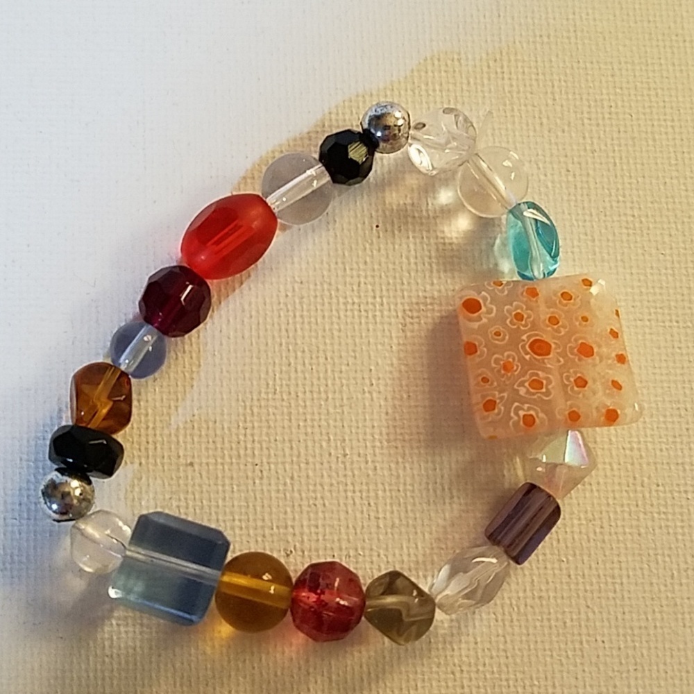 Handmade Bead Stretch Bracelet 8"